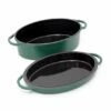 Big Green Egg Enamelled Cast Iron Dutch Oven 5.2L -UK BBQ Sales 2024 enameled dutch oven oval open 2 1000x563 1