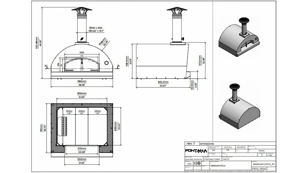 Fontana - Mangiafuoco Built In Gas Pizza Oven - Stainless Steel 4 Fontana - Mangiafuoco Built In Gas Pizza Oven - Stainless Steel - Image 2