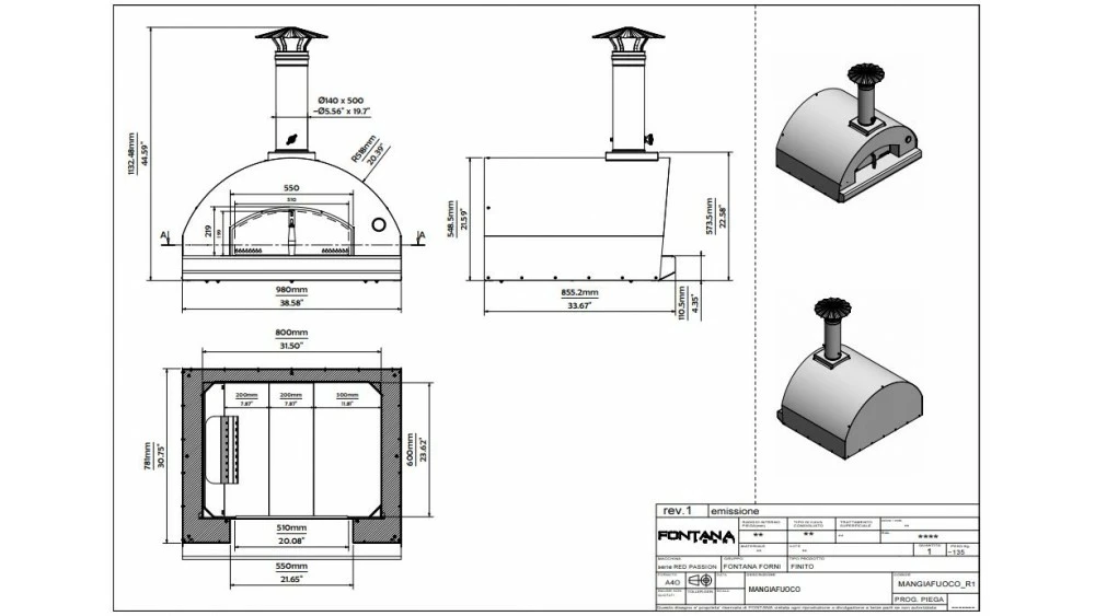 Fontana - Mangiafuoco Built In Wood Pizza Oven - Anthracite 4 Fontana - Mangiafuoco Built In Wood Pizza Oven - Anthracite - Image 2