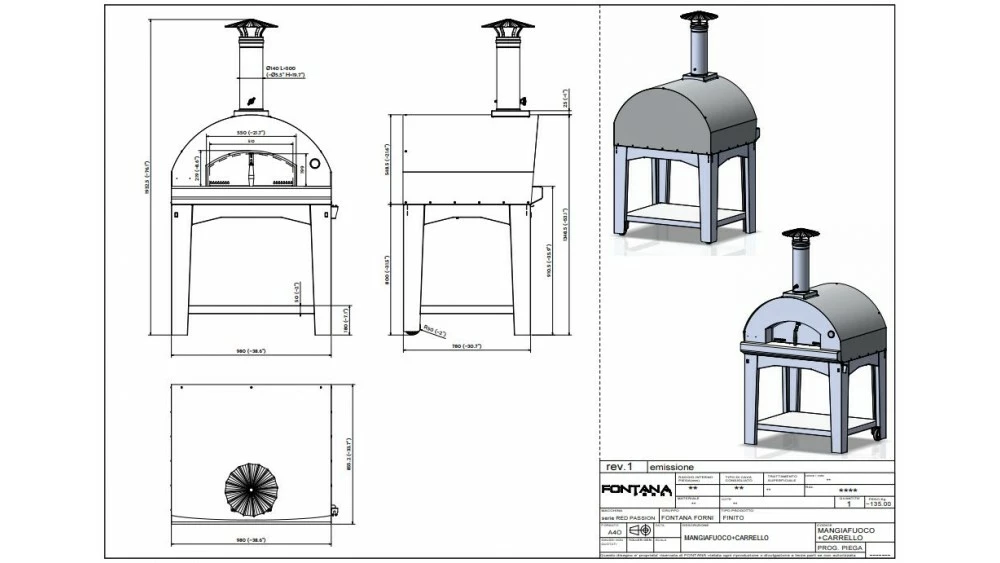 Fontana - Mangiafuoco Wood Pizza Oven With Trolley - Stainless Steel 4 Fontana - Mangiafuoco Wood Pizza Oven With Trolley - Stainless Steel - Image 2