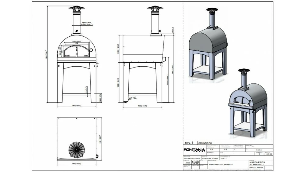 Fontana - Margherita Wood Pizza Oven With Trolley - Anthracite 4 Fontana - Margherita Wood Pizza Oven With Trolley - Anthracite - Image 2