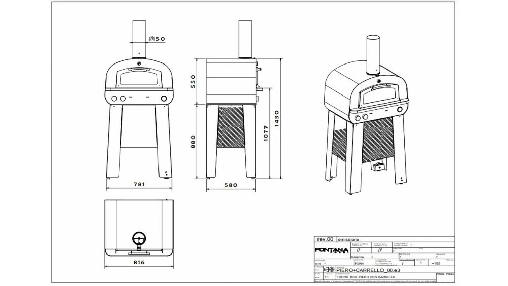 Fontana - Piero Gas & Wood Fire Oven With Trolley 4 Fontana - Piero Gas & Wood Fire Oven With Trolley - Image 2